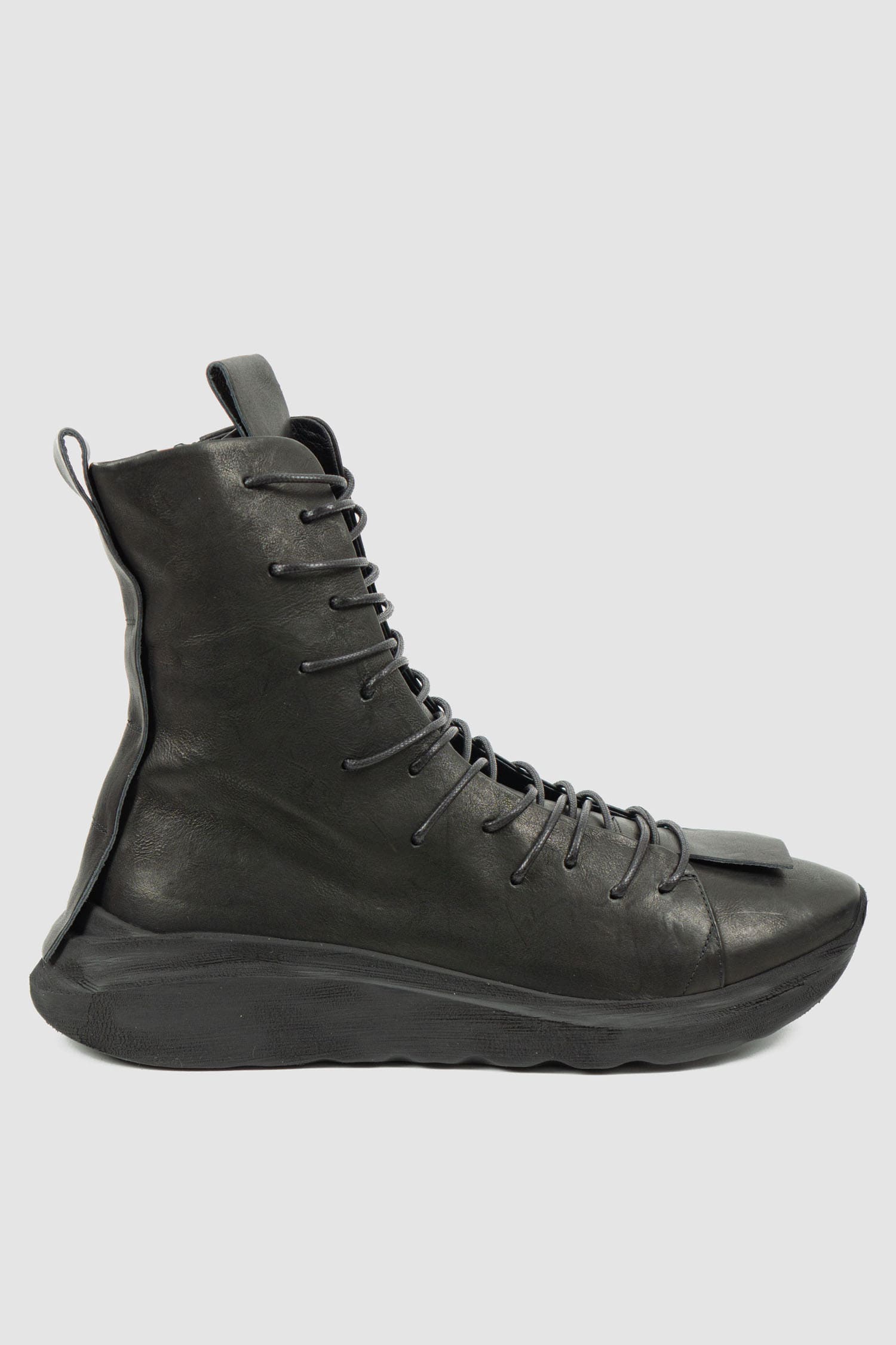 Black Multi Lacing High Top Leather Sneakers - Image 3