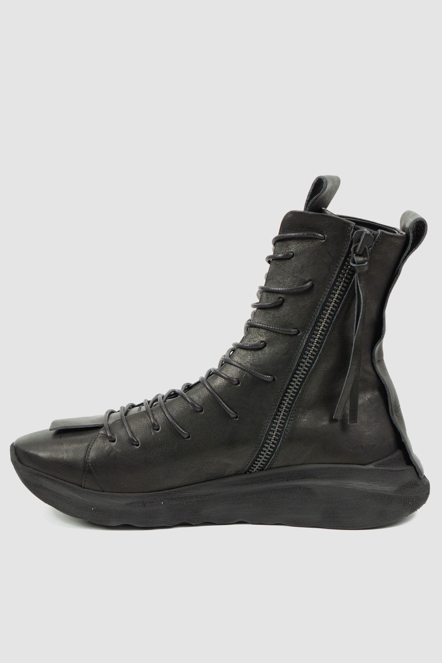 Black Multi Lacing High Top Leather Sneakers - Image 4