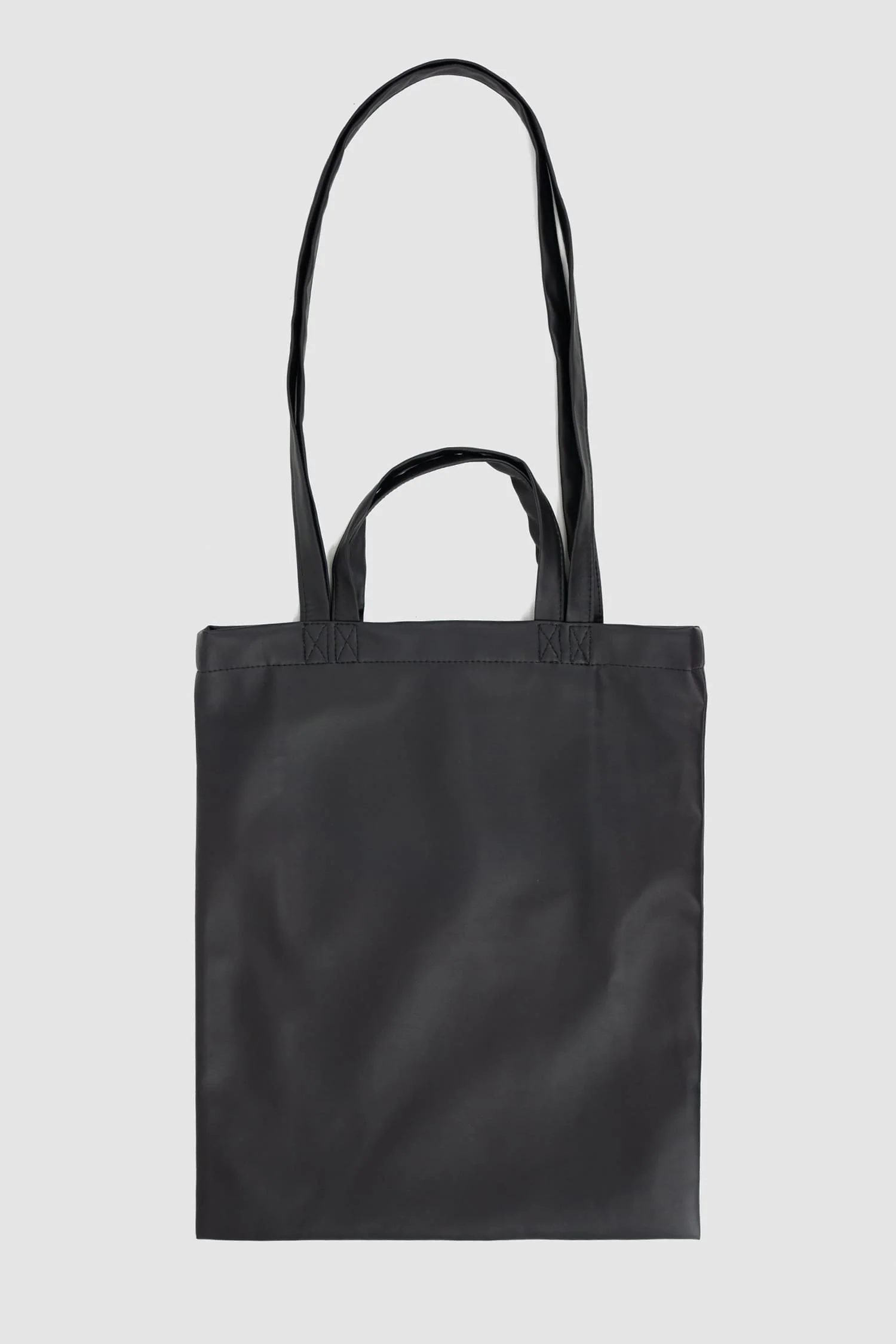 Black Vegan Leather Shopper Tote Bag - Image 3