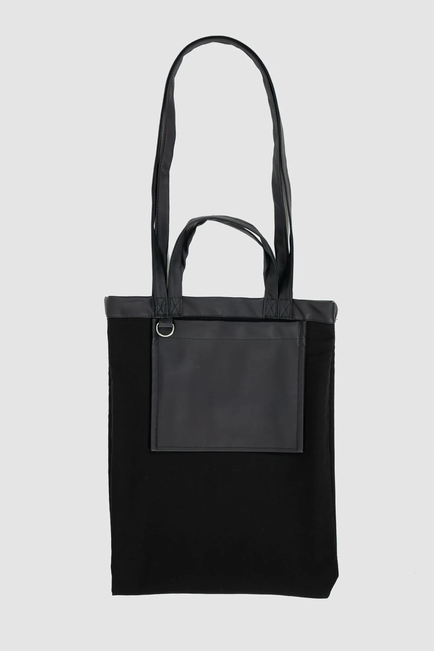 Black Vegan Leather Shopper Tote Bag - Image 4