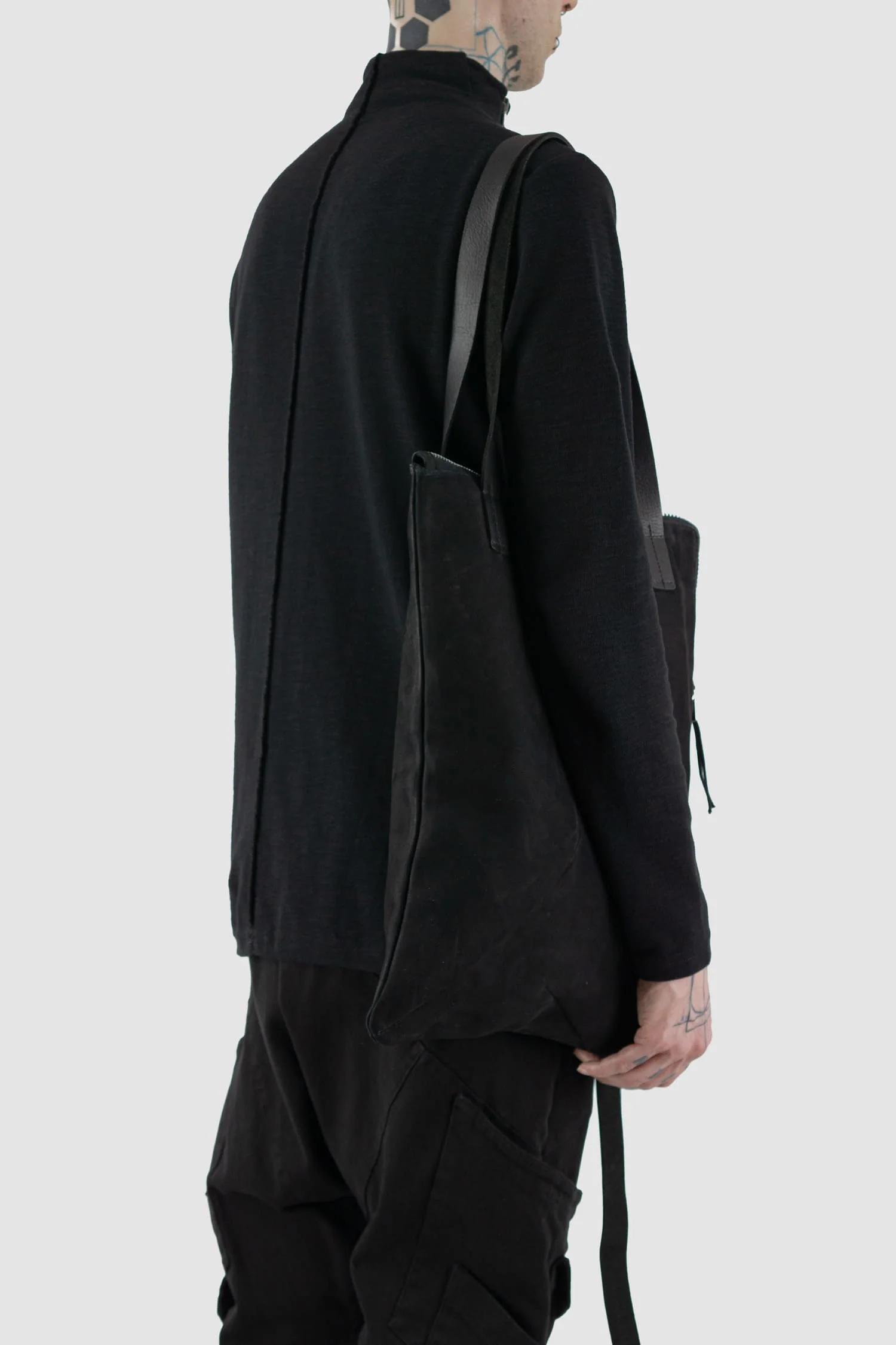 Black Leather Tote Bag Werk 34N - Image 4