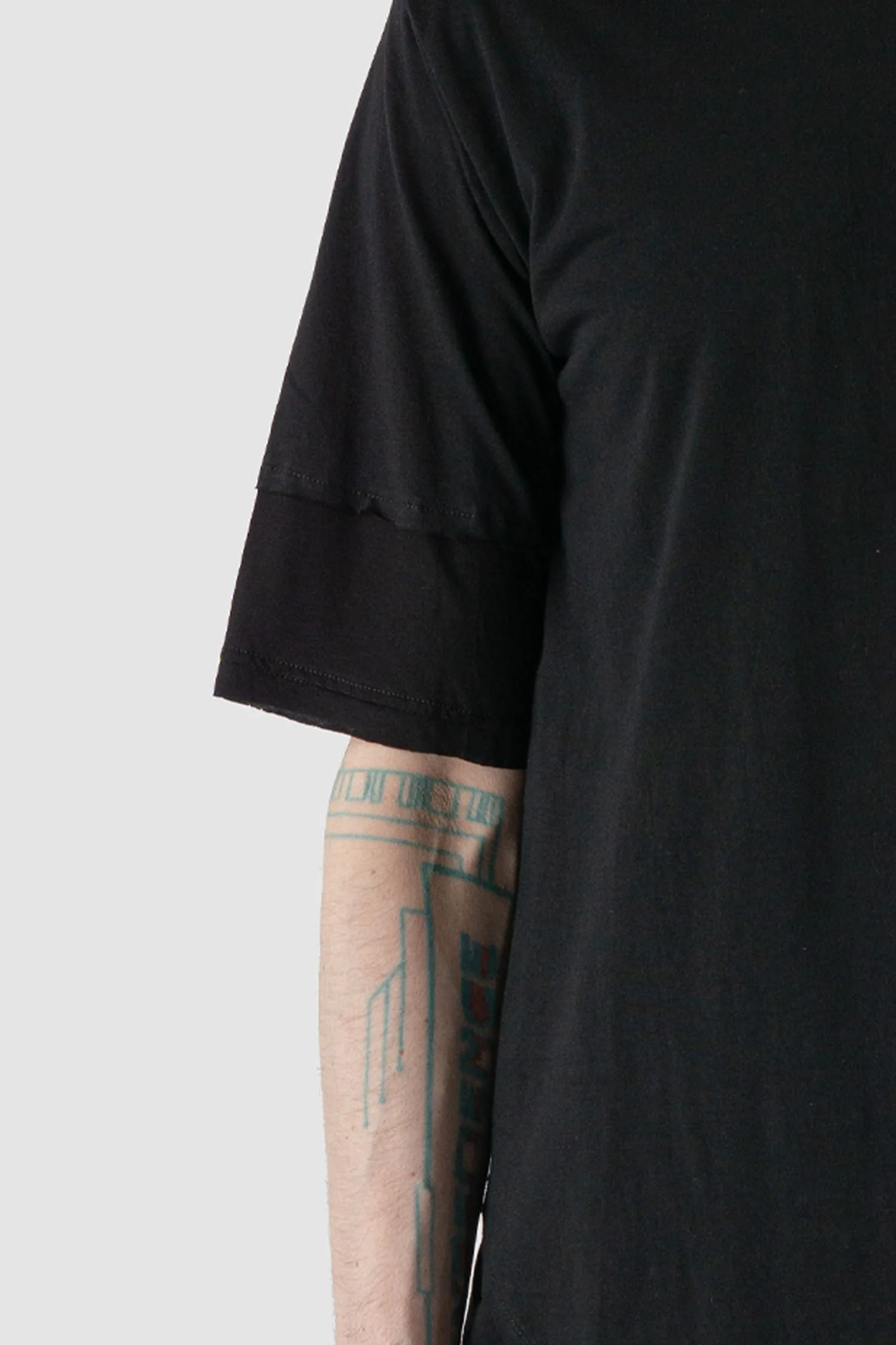 Black Asymmetric Pointed Tack T-Shirt - Image 3