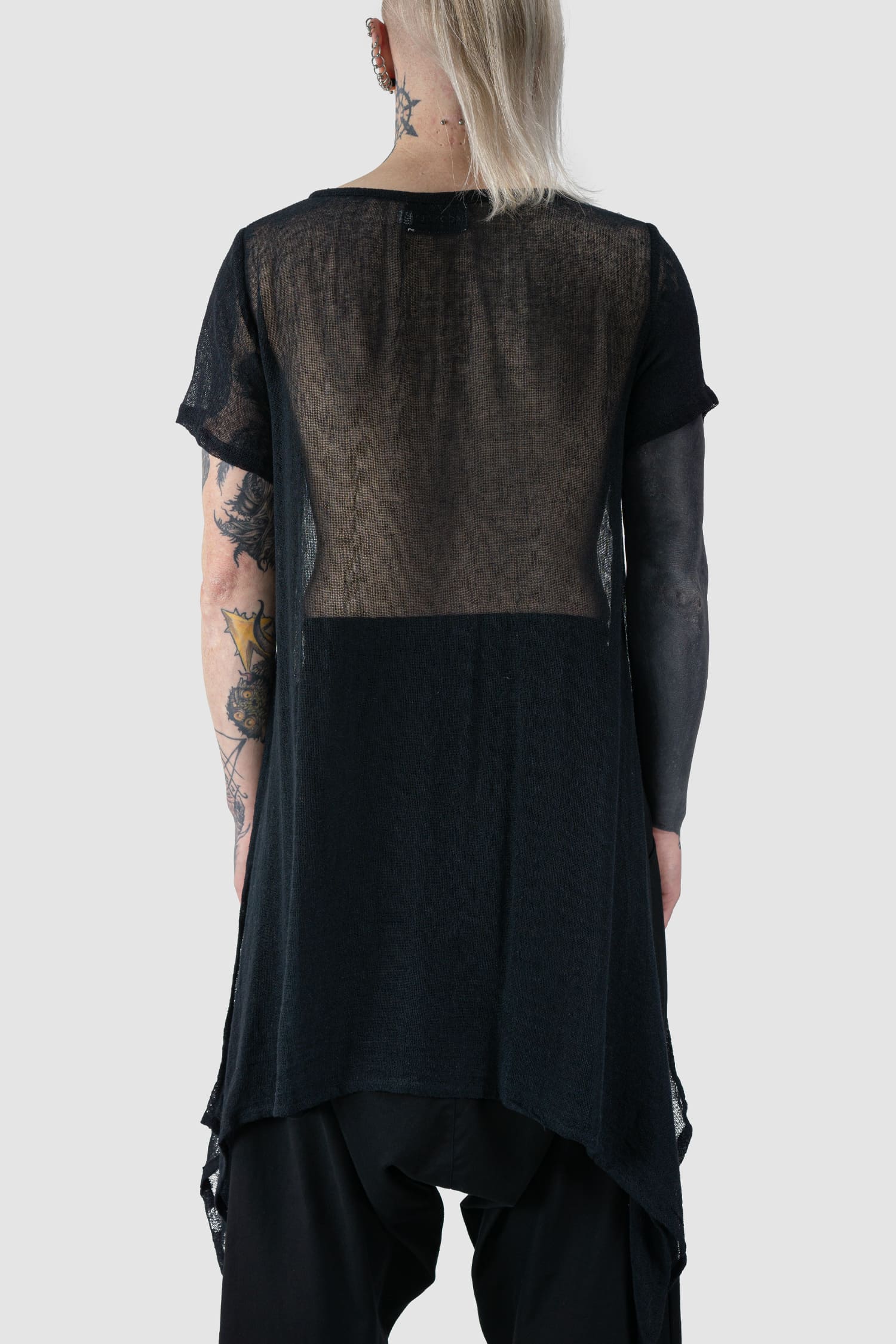 Black Long Oversize Cotton Hemp T-Shirt - Image 3