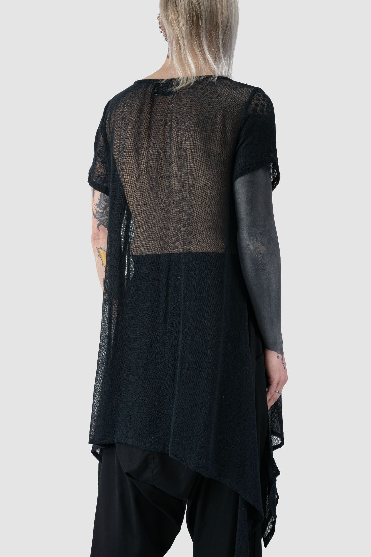 Black Long Oversize Cotton Hemp T-Shirt - Image 5