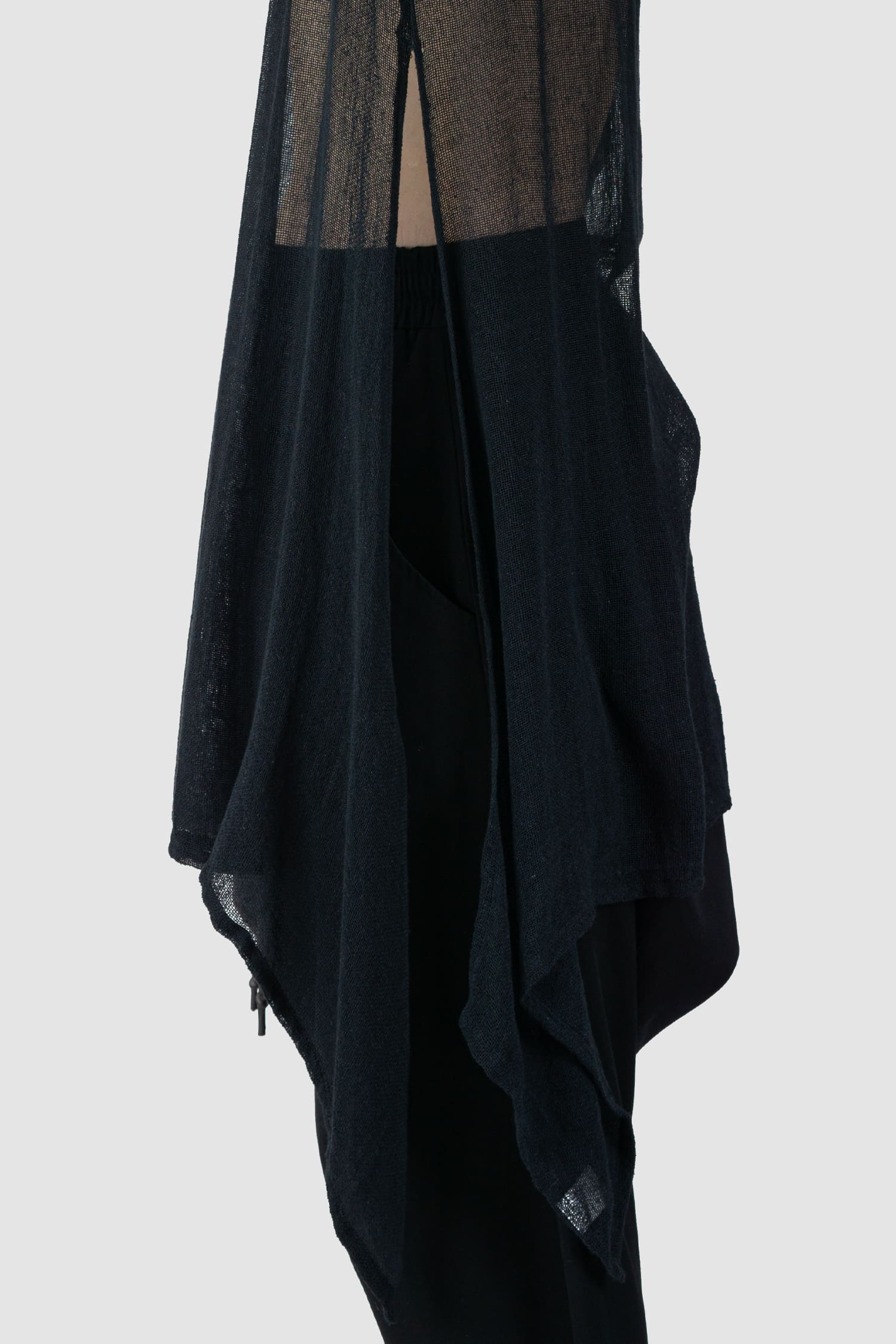 Black Long Oversize Cotton Hemp T-Shirt - Image 6