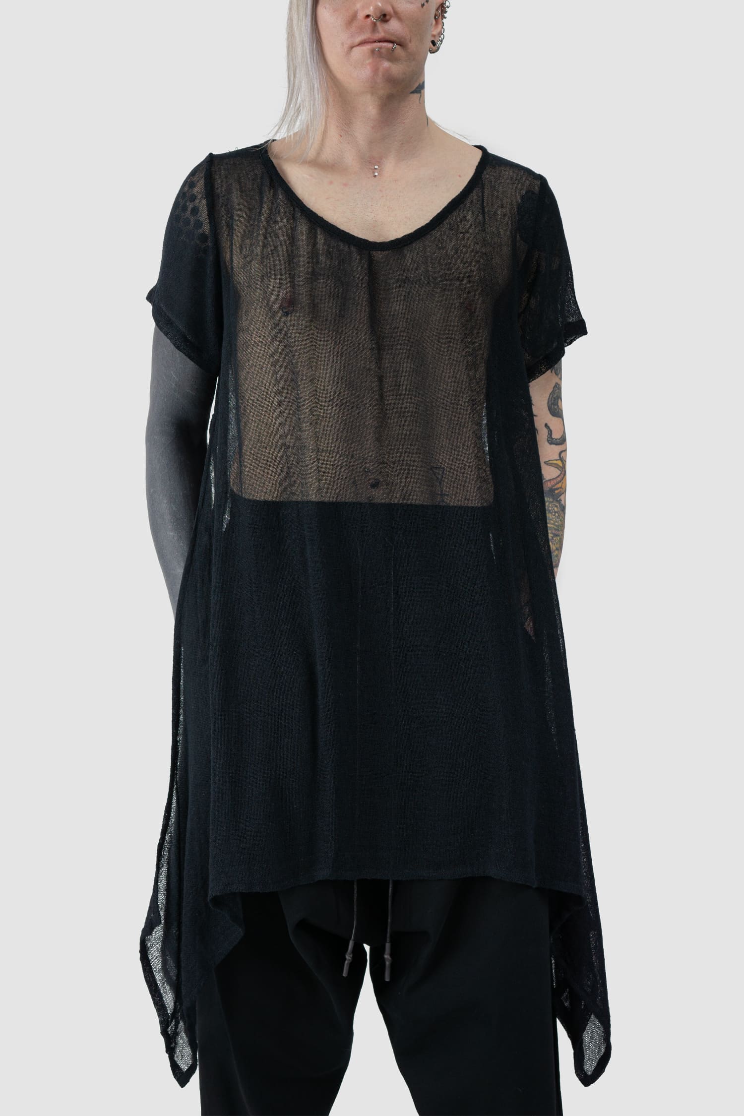 Black Long Oversize Cotton Hemp T-Shirt - Image 7
