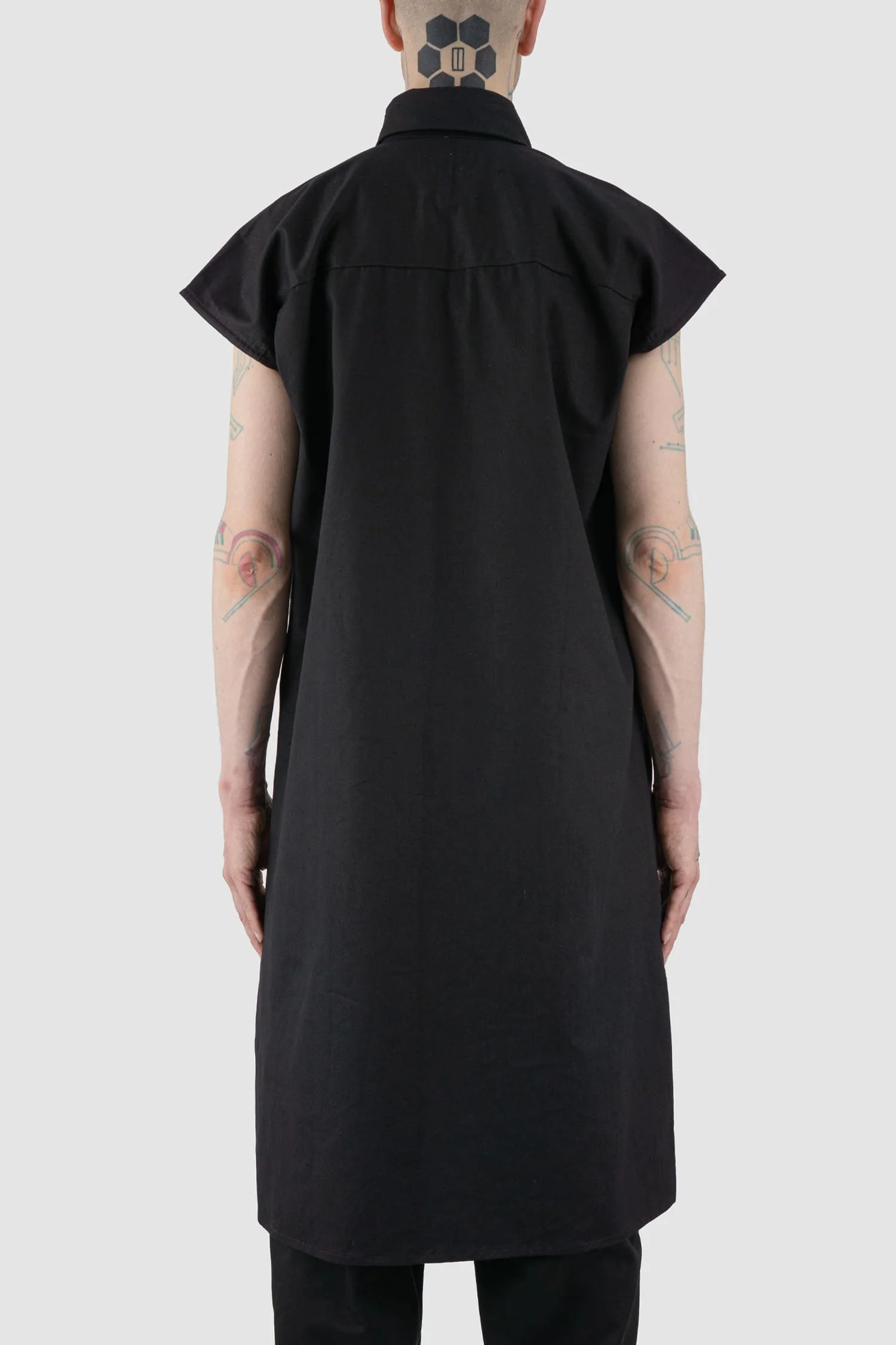 Black Long Sleeveless Shirt Vest - Image 5