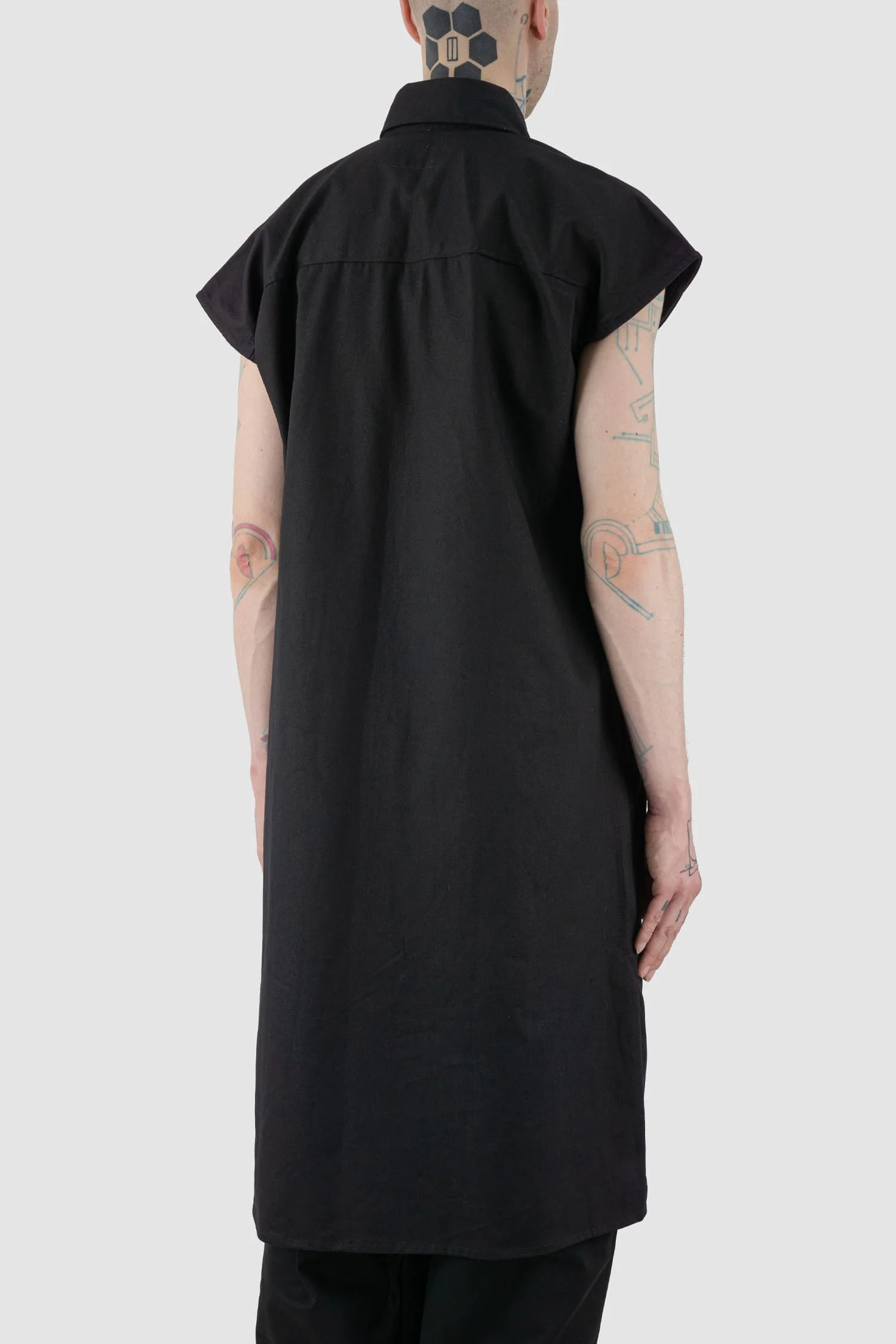 Black Long Sleeveless Shirt Vest - Image 6