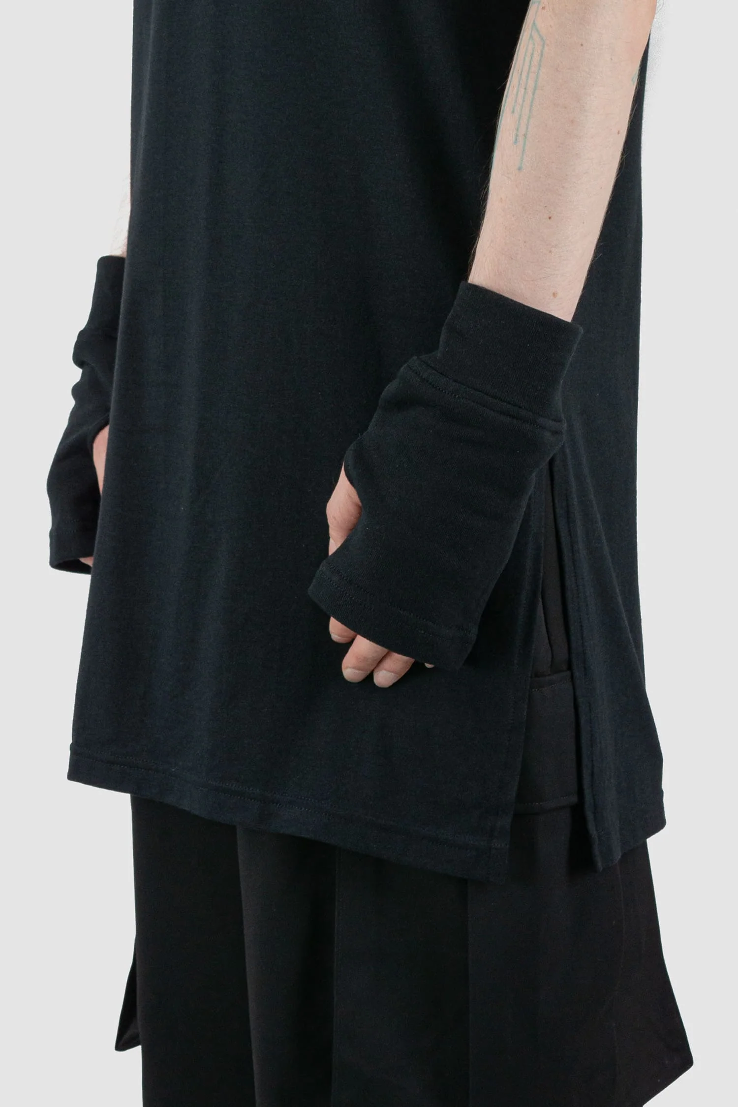 Black Overlength Bamboo T-Shirt - Image 3