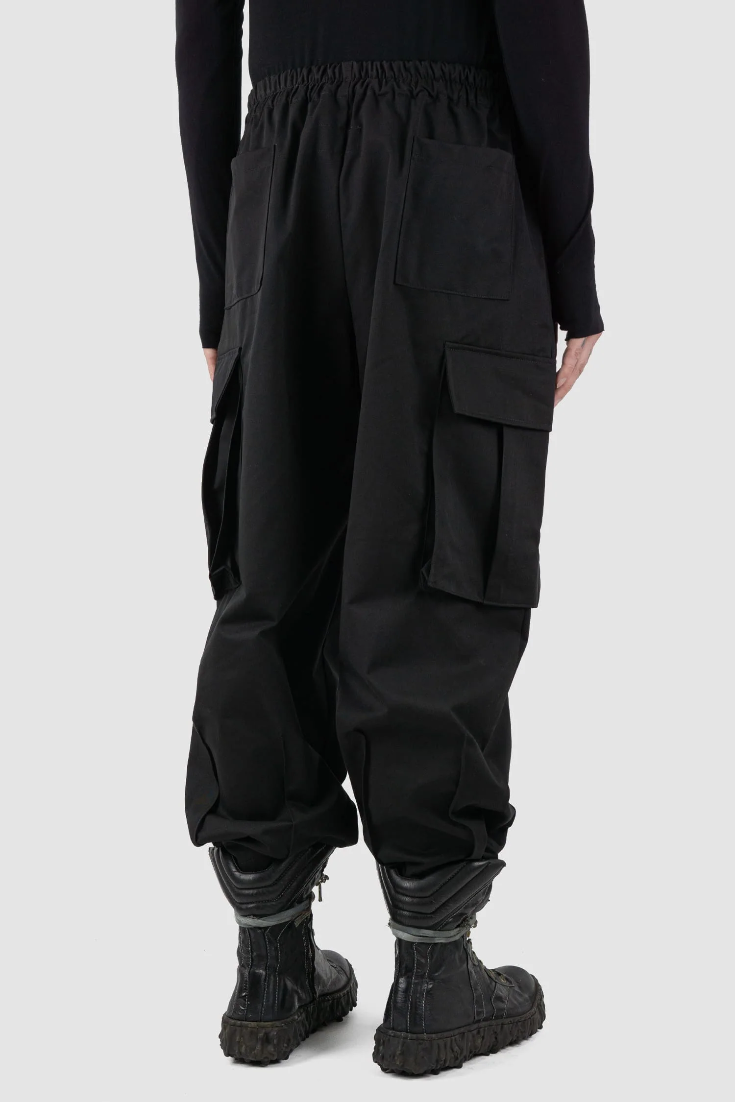 Black Shortened Military Cargo Pants - Image 7